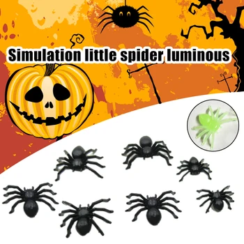 

20/50Pcs Halloween Decorative Spiders Glow in Dark Black Plastic Spider Toys Halloween Prank Realistic Props M09