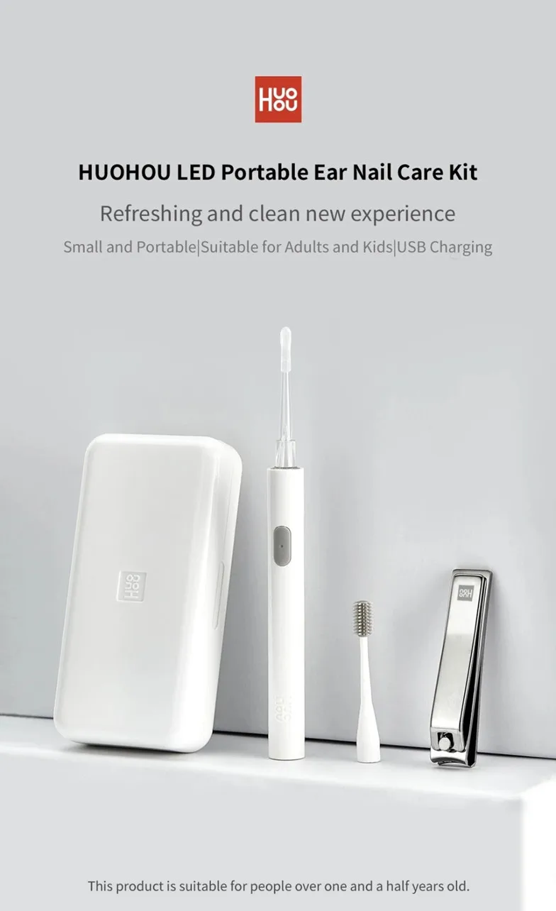 Xiaomi Huohou Portable Ear Wax Cleaner Nail Clipper Set description image