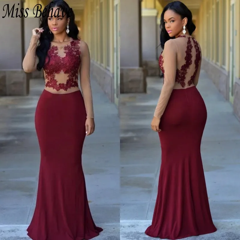 

DD JYOY Mermaid Evening Dress Long 2019 Lace Illusion Body Evening Gowns for Women Zipper Back Dresses Party Long