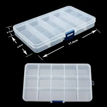

15grid PlasticTransparent Jewel Case Cover Container Detachable Storage Box