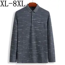 Размер 6XL 7XL 8XL Новая Осенняя повседневная мужская рубашка поло с длинным рукавом Свободные мужские рубашки поло с карманом Топ бренд поло для мужчины