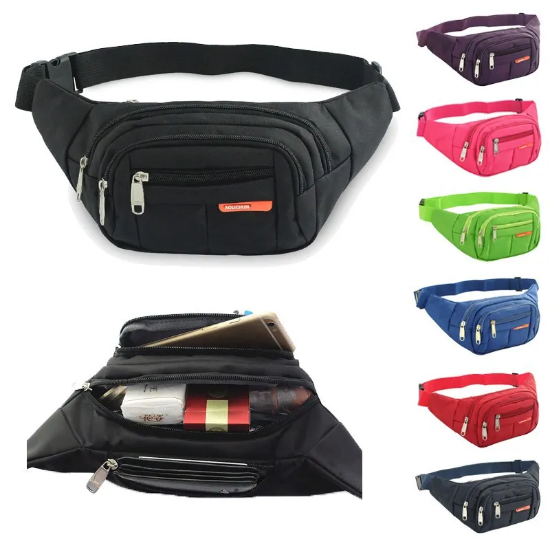 

Sports Waist Pack Men And Women Casual Canvas Belt Business Cash Storage Wallet Multi-functional Mountaineering Bag Silver Mini