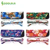 SOOLALA lunettes de lecture imprimées avec pochette assortie charnière à ressort lunettes presbytes rectangulaires avec étuis + 1.0 1.5 1.75 à 4.0 ► Photo 1/6