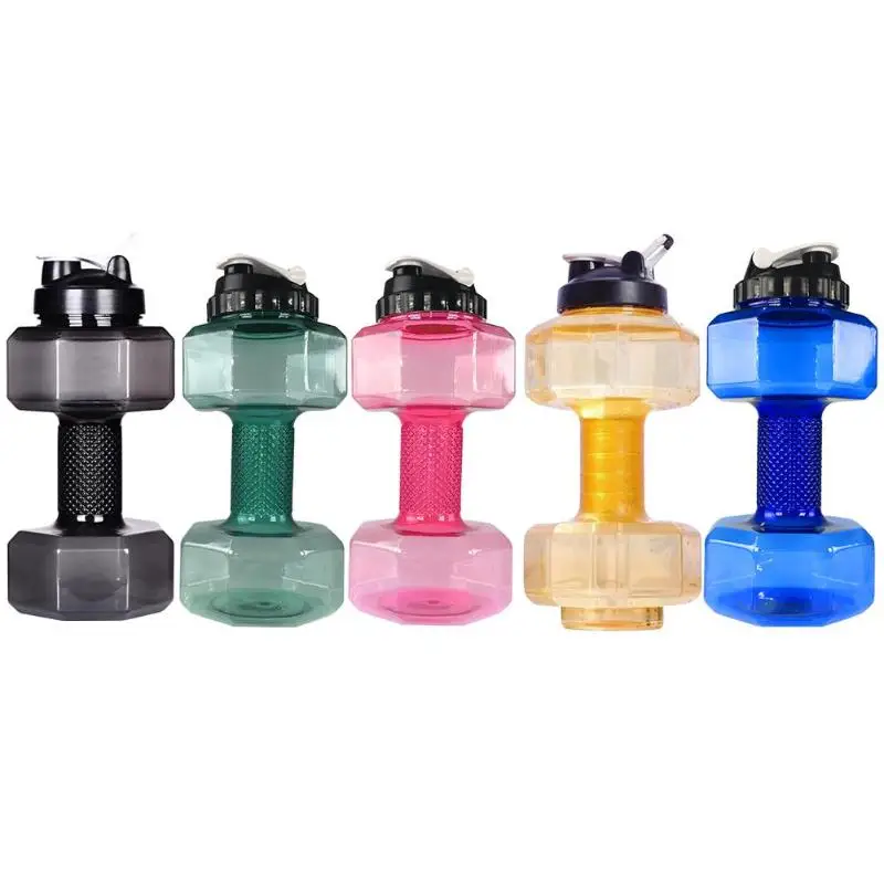 2.2L Dumbbells Shaped PP Outdoor Fitness Exercise Gym Sports Water Bottle