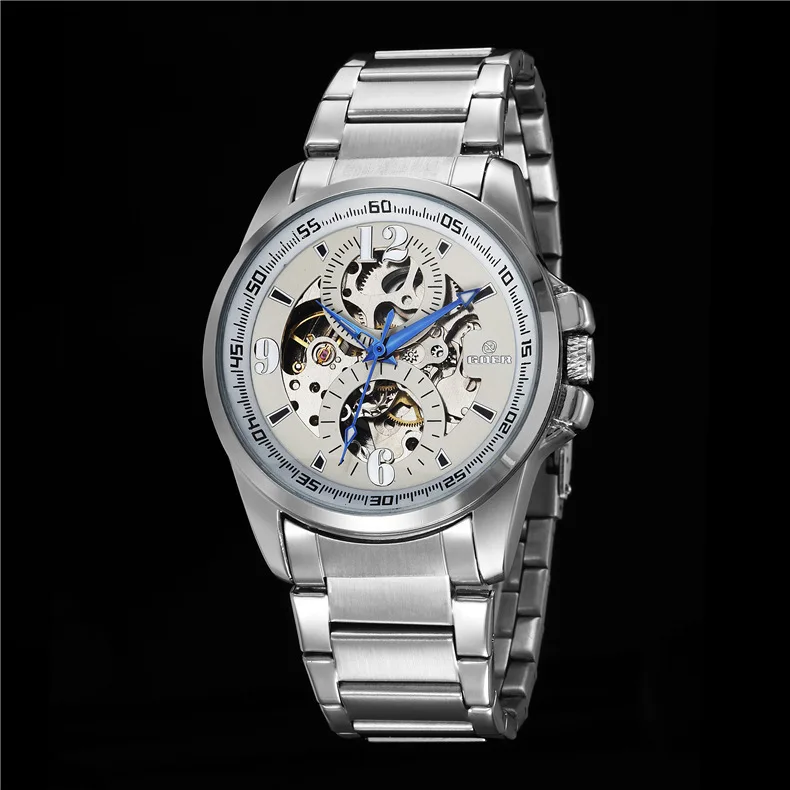 

Goer1 Genuine Product Automatic Men Steel Belt Hollow out Business Analog Watch Men's