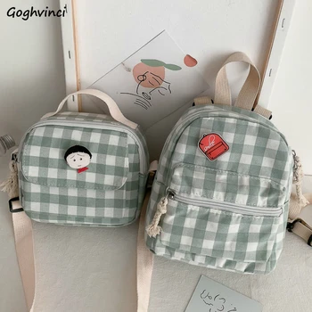 

Backpacks Plaid Mini Bags Chic Simple Portable Kawaii Sweet Girls Korean Style Street School Bag Harajuku Backpack All-match New