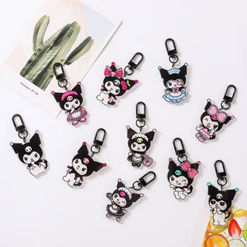 

10pcs/lot Acrylic Kuromi Keychain Woman Key Chain Pom Purin Cinnamoroll Bad Badtz Maru Cartoon Novelty High Quality PVC Pendant