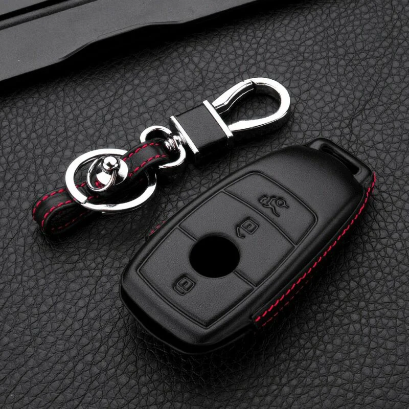 

1pc Car Key Holder For Mercedes Benz W213 E200 E260 E300 E400 E63 Vehicle Black Leather Key Holder