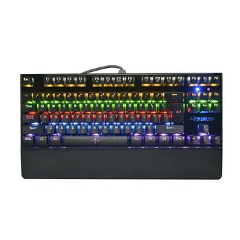 

Pohiks Backlight Wired Gamer Keyboard Spainsh USB Mechanical Keyboard Wired Gaming Keyboards RGB USB Wired 87 Keys for Computer