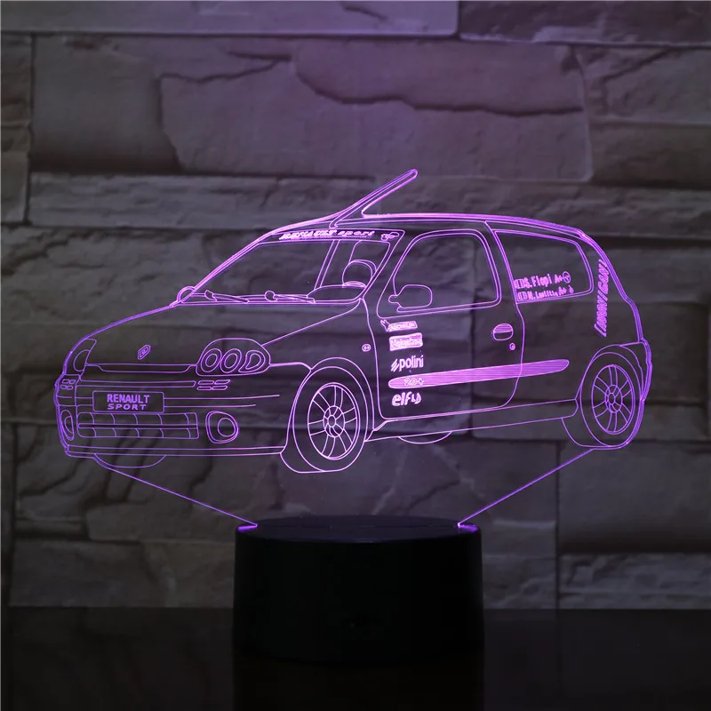 car 3 3D автомобильный дизайн, модель ночника, прозрачный ночной Светильник Galaxy lux, 7 цветов, меняющий Ночной светильник, 3D офисный декор, Настольный светильник - Испускаемый цвет: car 3