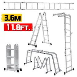 3,6 м 12.5фт телескопическая лестница складная лестница алюминиевая удлиненная высокая лестница многофункциональная Одиночная Удлиняющая