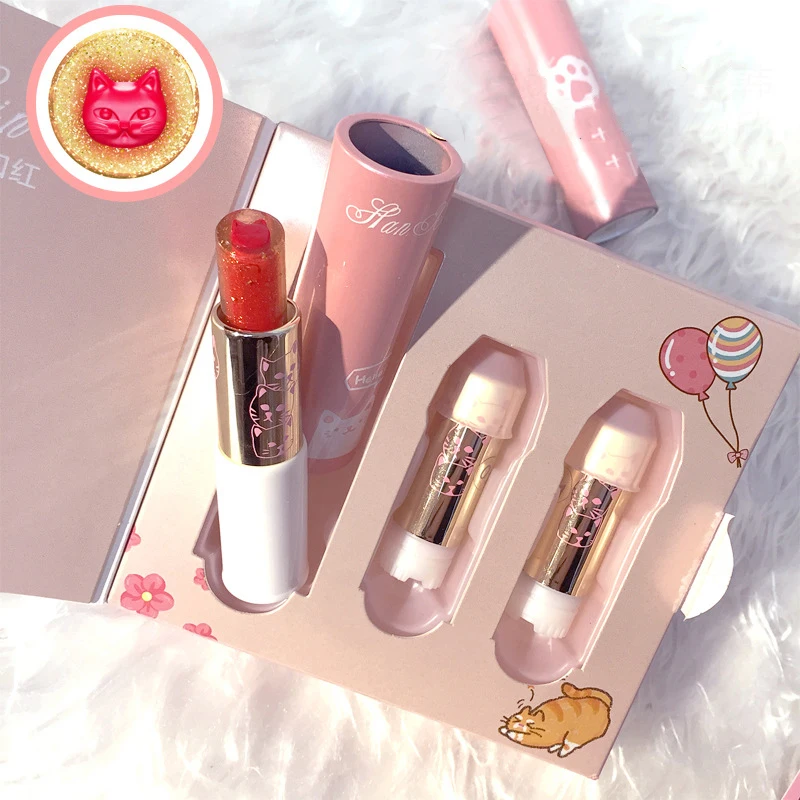 

Sicily Kitty Lipstick Suit Gift box Three outfits Moisture Moist cat's claws Lipstick Lasting