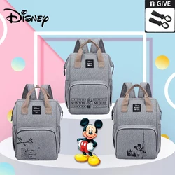 Disney Bolsa de pañales de Mickey y Minnie para bebé, bolso de gran capacidad para mamá, mochila impermeable para mujeres embarazadas, bolsas de viaje para cochecito de bebé, novedad