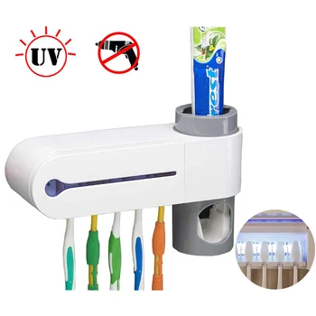 

2 in 1 Automatic Toothpaste Dispenser UV Light Toothbrush Sterilizer Toothbrush Holder Home Bathroom Toothpaste Set