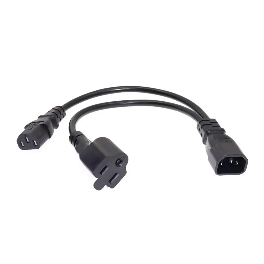 Разветвитель типа Y IEC 320 C14 для США Кабель адаптер Nema 5 15R + C13 на два выхода короткий