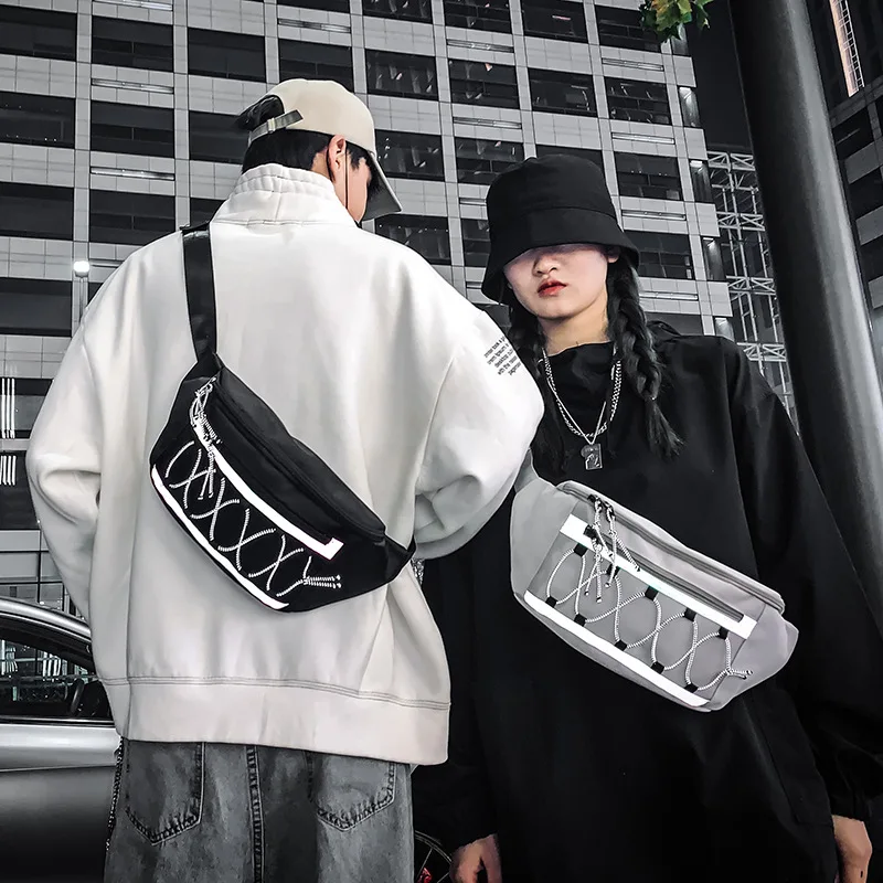 

Trending Chest Bag Men And Women Celebrity Style INS Super Fire Joint Reflective Shoulder Bag Hip Hop Wallet Cool Men And Women