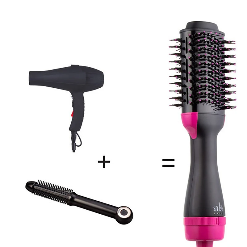 Secador de pelo 2 en 1 de un paso, cepillo de aire caliente, alisador de pelo, cepillo rizador, herramientas de estilismo de cabello