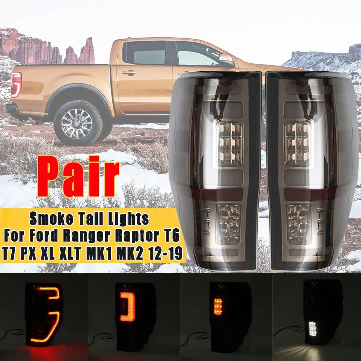 

Led Tail Light For Ford Ranger Raptor T6 T7 PX MK1 MK2 Wildtrak 2012-2019Taillight Rear Reverse Brake Light Lamp Drl Accessries