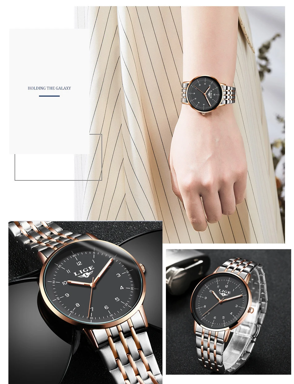 2020 New Fashion Watch Women LIGE Brand Ladies Creative Steel Women Bracelet Watches Female Waterproof Clocks Relogio Feminino