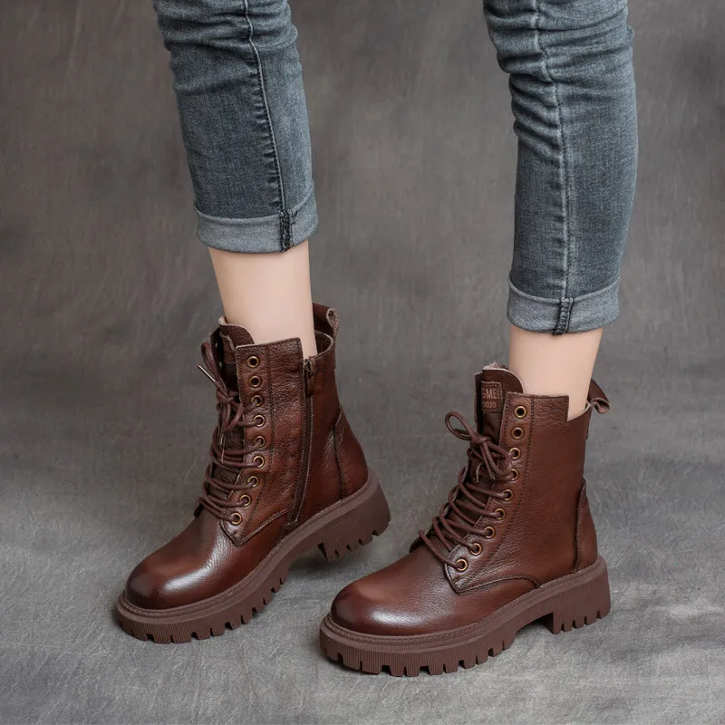 Closeout Botas de cuero informales para Mujer, botines a la moda, para otoño e invierno, 2021 ezYoMqoNaeO