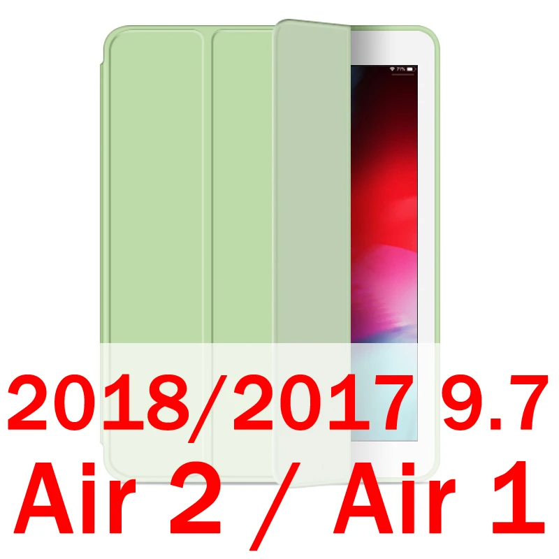 Для iPad Air 2 Air 1 чехол 9,7 Funda силиконовый мягкий задний из искусственной кожи умный чехол для iPad 6го поколения Чехол 10," - Цвет: Matcha 9.7