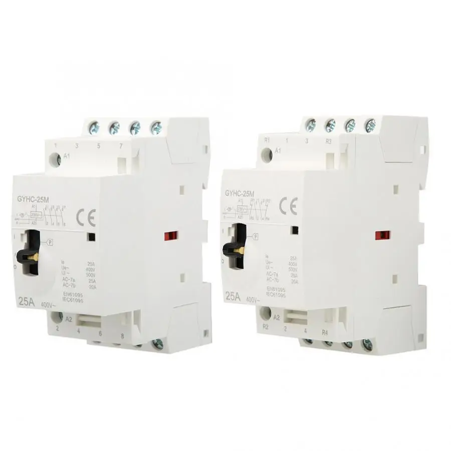 Модульный контактор 4P 25A 220V 50Hz DIN Rail AC для дома с ручным управлением|Замыкатели| |