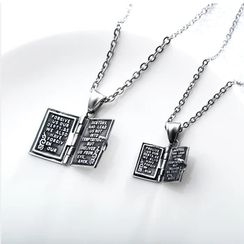 

20pcs necklace men bulk items wholesale aliexpress sale chains dropshipping rock goth punk jewerly Bible Prayer Pendant necklace