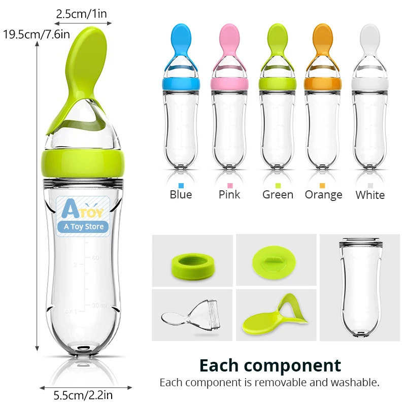 Safe Newborn Baby Feeding Bottle Toddler Silicone Squeeze Feeding
