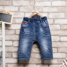 Новые стильные летние джинсы для мальчиков г., Детские Модные Повседневные джинсы штаны-капри с принтом «брызги» для больших мальчиков