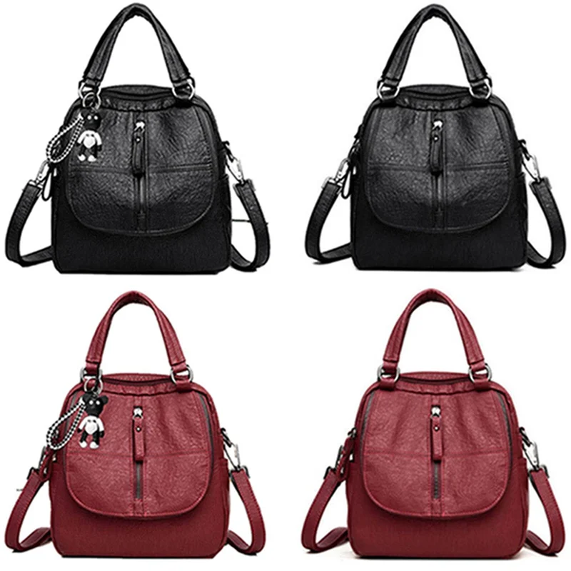 

1 PC Women Multi-function Backpack Waterproof Soft PU Leather Anti-theft Rucksack Lightweight HandBag Travel School Backpack New