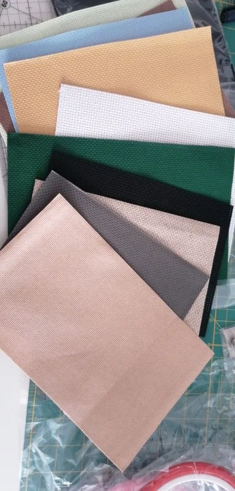 10pcs/lot Aida cloth 18ct 28ct 40ct cross stitch fabric random count color size small grid DIY handcraft supplies
