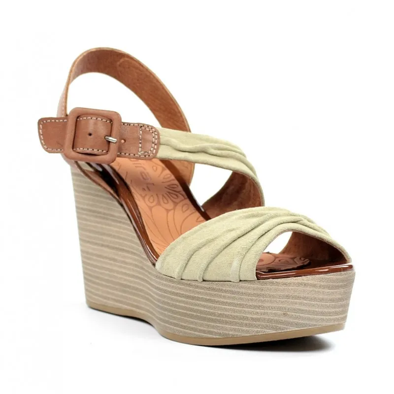 Beige Suede Wedge Sandal. A40 Sandal 