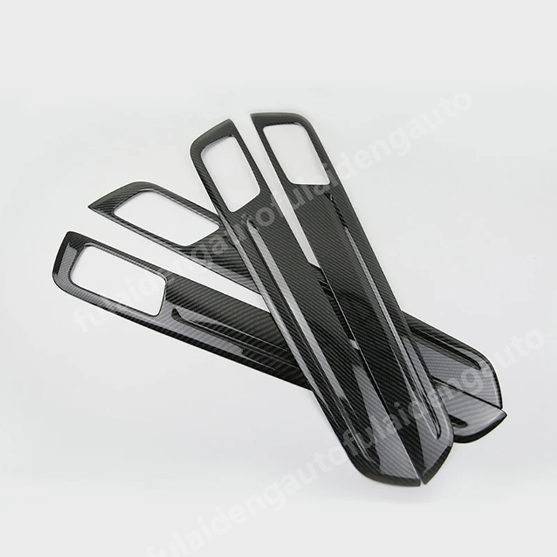 4pcs For Porsche Cayenne Matte ABS Carbon Fiber Interior Door Armrest Decor Cover Trim Car Accessories