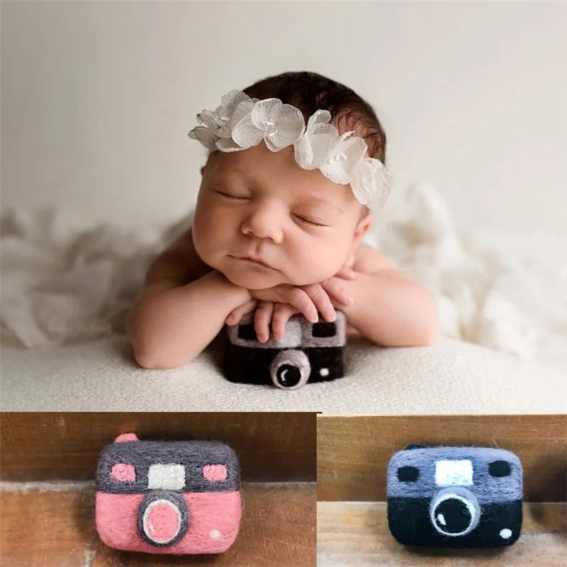 

Newborn Photography Props Handmade Wool Felt Diy Camera Doll Prop Handmade Baby Jewelry Home Party Decor