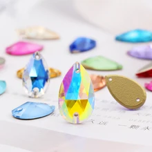 High quality all size AB Crystal teardrop Sew On Stones Flatback Sewing drop Glass Crystal rhinestone jewelry Beads for clothing