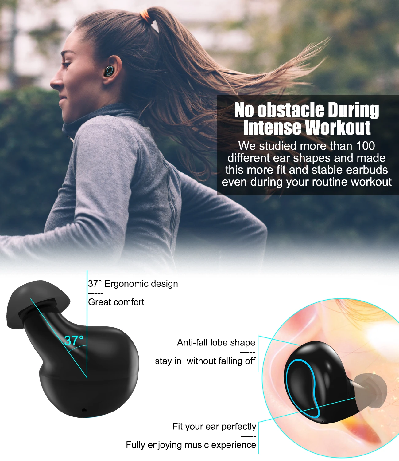 Smart Touch Bluetooth Earphones 5.0 True Wireless Earbuds Waterproof Sweatproof Binaural TWS Stereo Noise Cancelling Headset