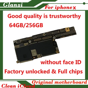 

64gb 256gb for iphone x full chips motherboard without face ID mainboard with clean icloud Top quality logic board IOS System