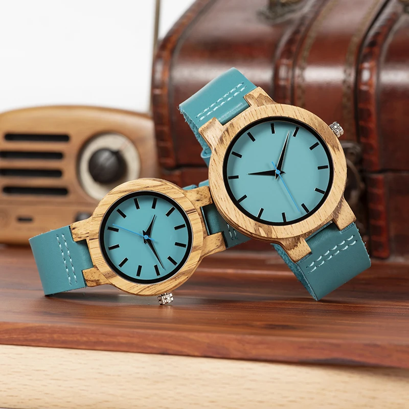 BOBO BIRD Customized Lover's Watches Engrave on Wooden Box Genuine Leather Strap Wood Quartz Men Women Timepieces Gift for Her