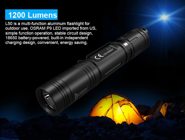 Wuben L50 1200 Lumens P9 LED Flashlight USB Rechargeable 5Modes IP68  Waterproof Sale - Banggood USA Mobile-arrival notice