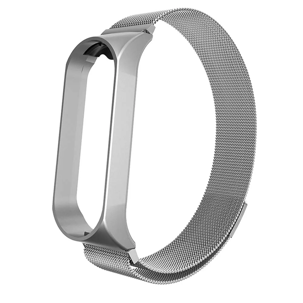 Rovtop ремешок для Xiaomi mi Band 4 ремешок для Xiaomi mi band 3 браслет для mi band 3 M3 M4 металлический Безвинтовой браслет из нержавеющей стали - Цвет: Magnet Silver