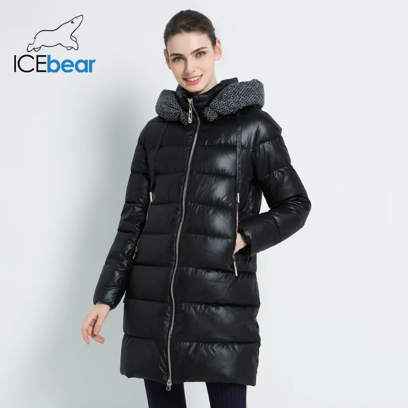 Buy ICEbear 2019 New Women Winter Jacket Coat Slim Winter Quilted Coat Long Style Hood Slim Parkas Thicken Outerwear GWD19600I