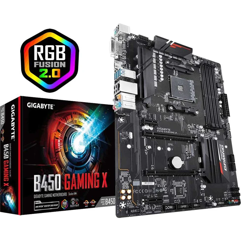 Материнская плата Gigabyte B450 GAMING X Soc-AM4 AMD B450 4xDDR4 ATX AC`97 8ch(7.1) GbLAN RAID+DVI+H
