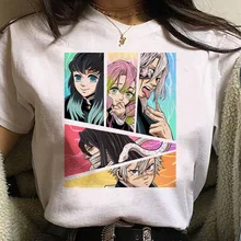 

Japanese Anime Demon Slayer 3D Printed Women's T-shirt Summer Harajuku Oversized Cute New Ladies Casual White T-shirt