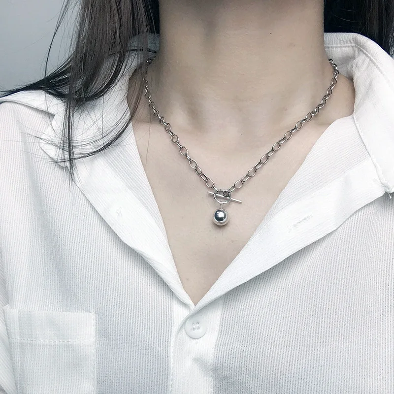Женское Ожерелье с круглым кулоном OBEAR серебряное ожерелье в Корейском стиле