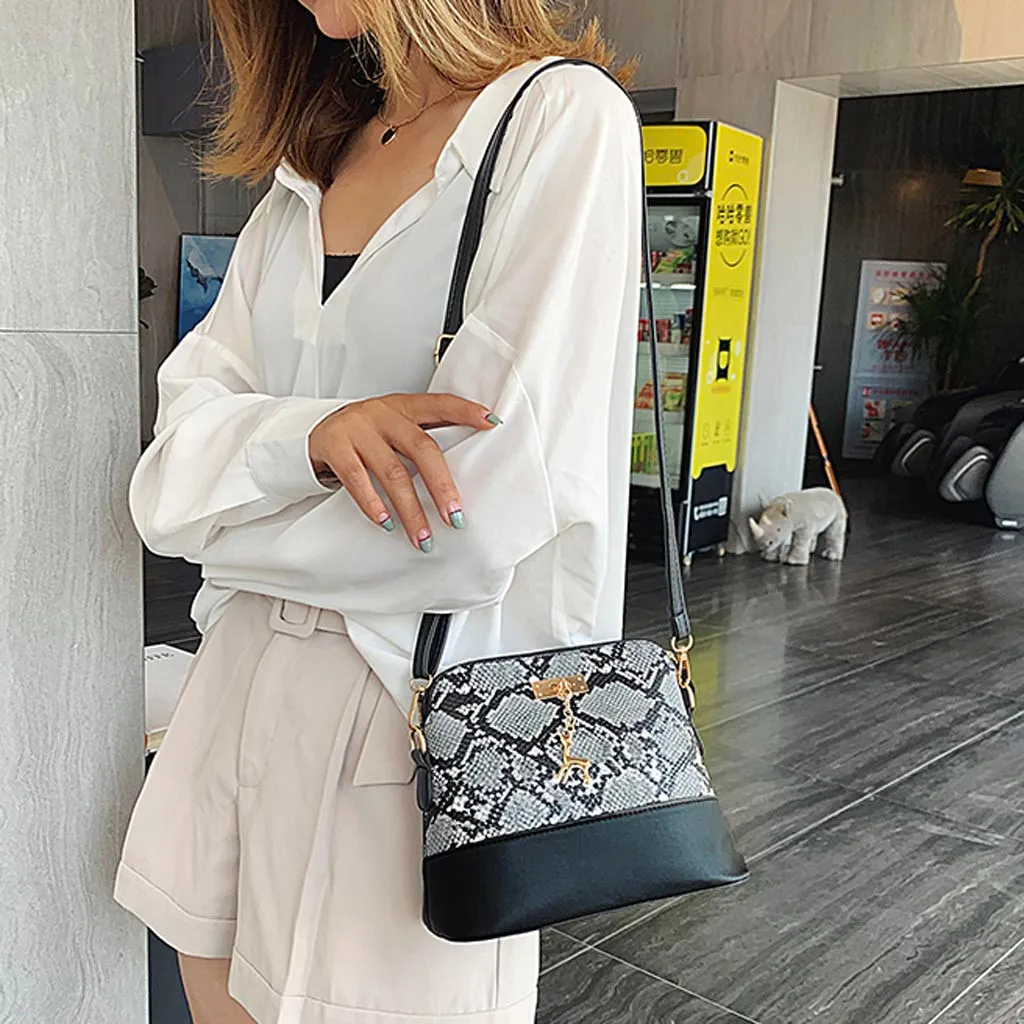 

Women Snake Pattern Bag 2019 Leather Handbags Shoulder Bag Deer Hanging Shoulder Bag Casual Messenger Bag bolsa feminina #N