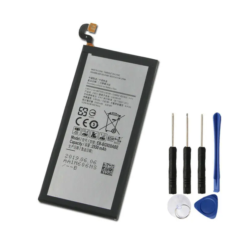 Заменить Батарея EB-BG920ABE для Samsung Galaxy S6 G9200 G920f G920 G920A 2550 мА-ч