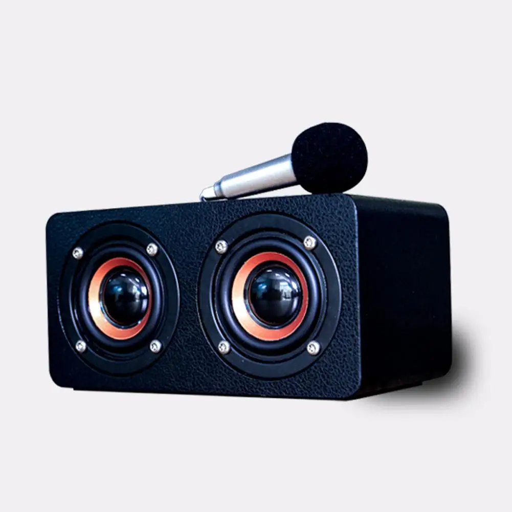 Chinese black wood DishyKooker Bluetooth динамик W5TV версия мобильного телефона микрофон деревянная карта сабвуфер маленький стерео - Цвет: Chinese black wood