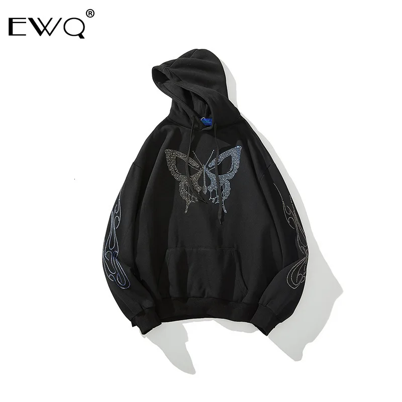 EWQ / 2020 новая весенняя толстовка с принтом бабочки и стразами для влюбленных