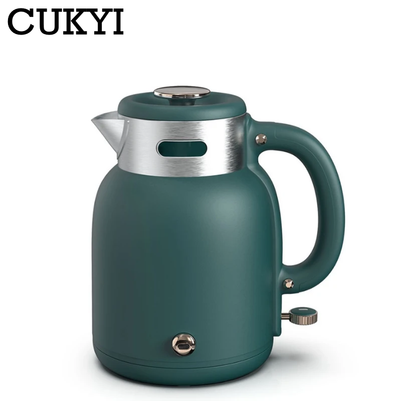 

Домашний электрический чайник CUKYI 1,5 л, в стиле ретро, котел из нержавеющей стали для воды, кофейник, чайник с подогревом, термостат 45 ℃ для офиса