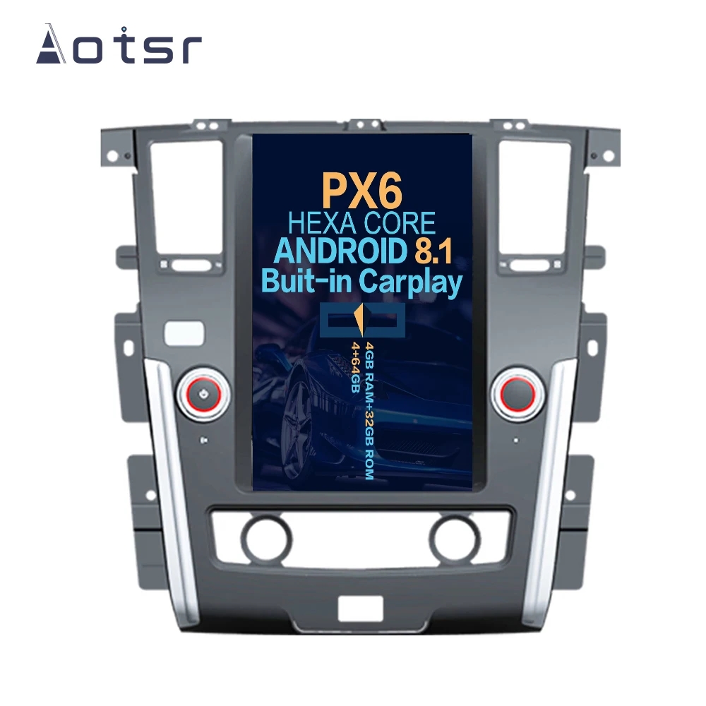 Cheap Android8.1 4GB 13.6 Tesla style PX6 For NISSAN PATROL 2010+ Silver Plus Head unit Multimedia With Auto Car Camera Recorder Radio 5